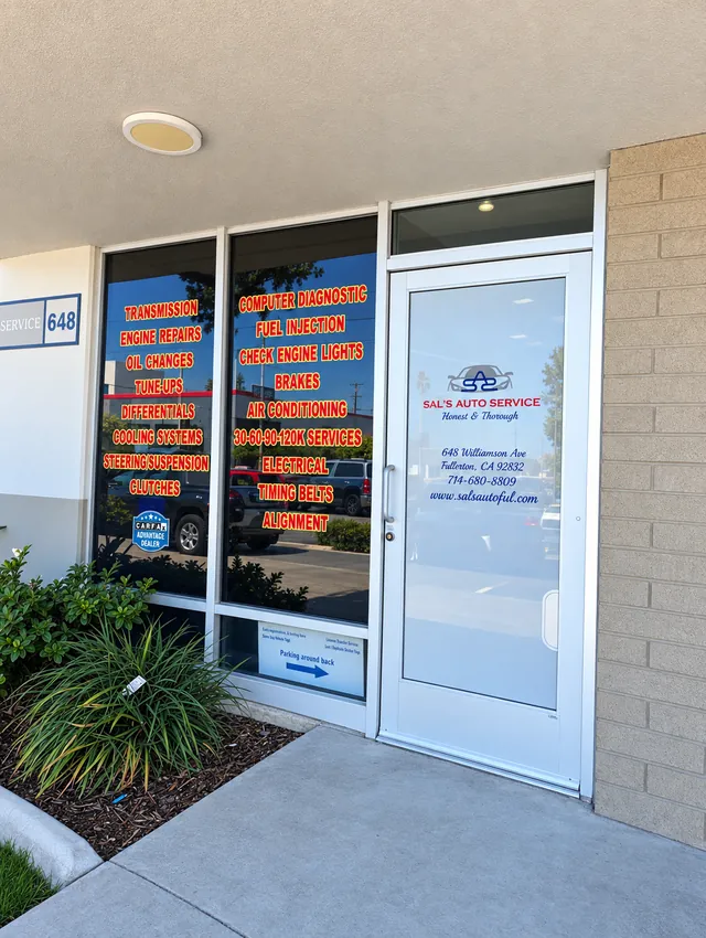 Entrance to Sal's Auto Service, 648 Williamson Ave, Fullerton